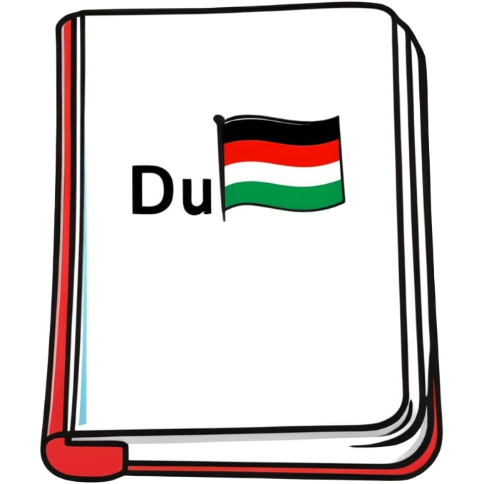 Dictionary book cover with German and Italian flags, labeled Deutsch-Italiano Dictionary emoji