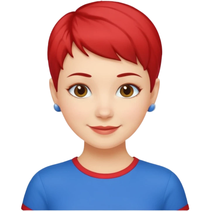 white girl pixie cut red and blue shirt emoji
