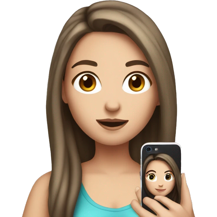 brunette white girl making a selfie with phone emoji