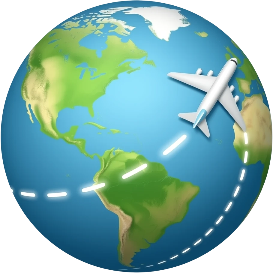 a globe with a plane creating a ring around it emoji