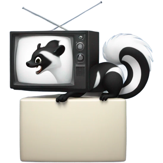 Skunk throwing phone at tv and smashing the screen emoji