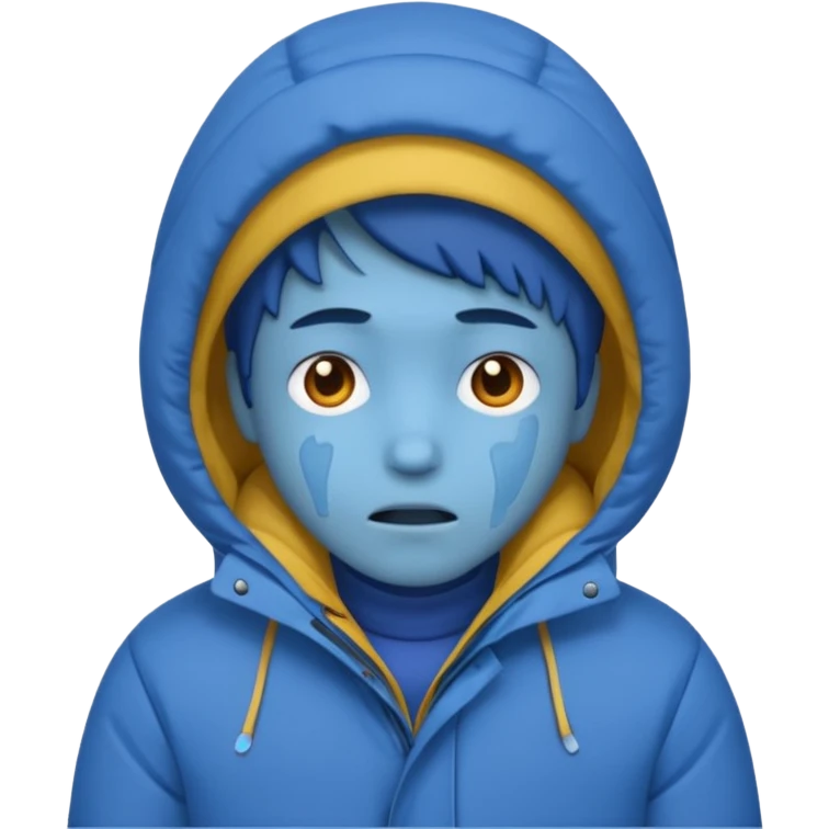 Uma pessoa azul de frio congelando emoji