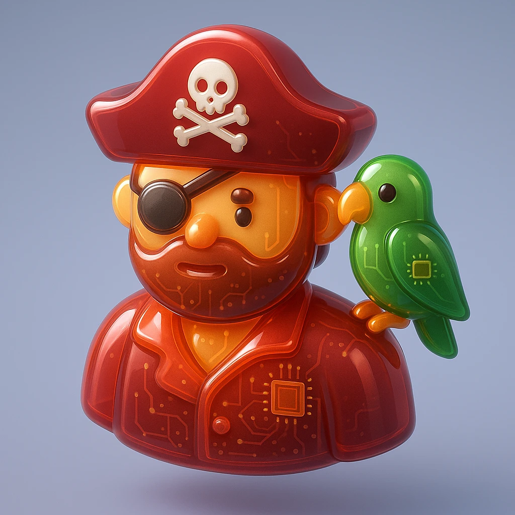 pirate with eye patch and parrot emoji