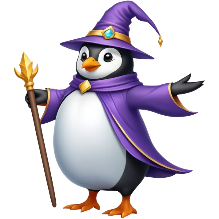 Wizard penguin in high heels emoji