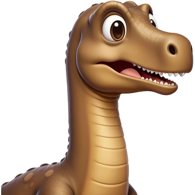 Cinematic Comical Brontosaurus Portrait Emoji, Head tilted dramatically with an exaggeratedly shocked expression, featuring a towering, robust body with a long, graceful neck and wide, comically expressive eyes full of playful disbelief, Simplified yet hilariously expressive features, highly detailed, glowing with a slightly sassy ancient glow, high shine, dramatic yet playful, stylized with an air of cheeky dinosaur mischief, soft glowing outline, capturing the essence of a meme-worthy Brontosaurus that looks ready to lumber its way into viral fame! emoji