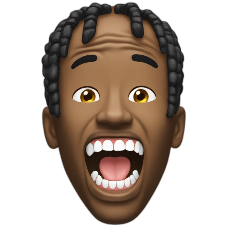 travis scott screaming with diamond teeth grillz emoji