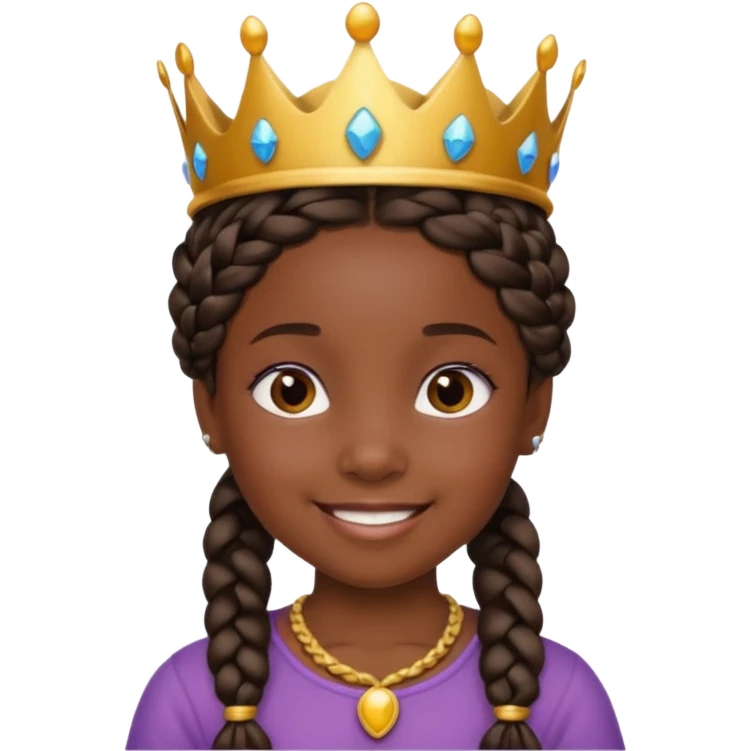 black girl kid with braided crown emoji
