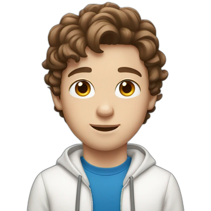 White Boy with brown hair and AirPods emoji