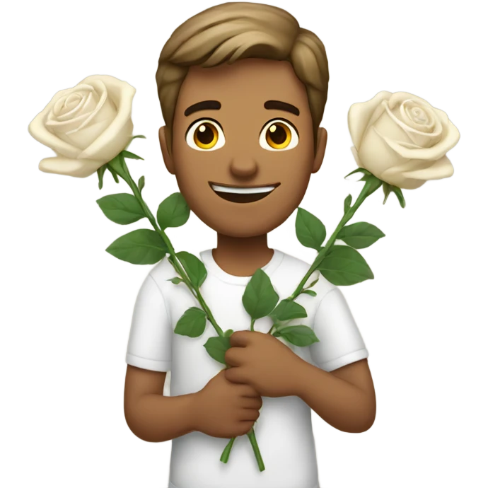 White guy holding rose flowers  emoji