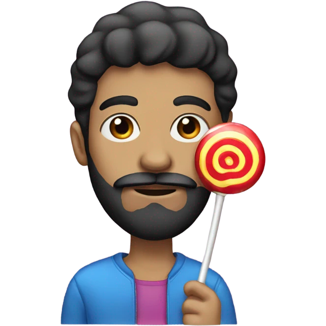 Guy with a black beard and a lollipop  emoji