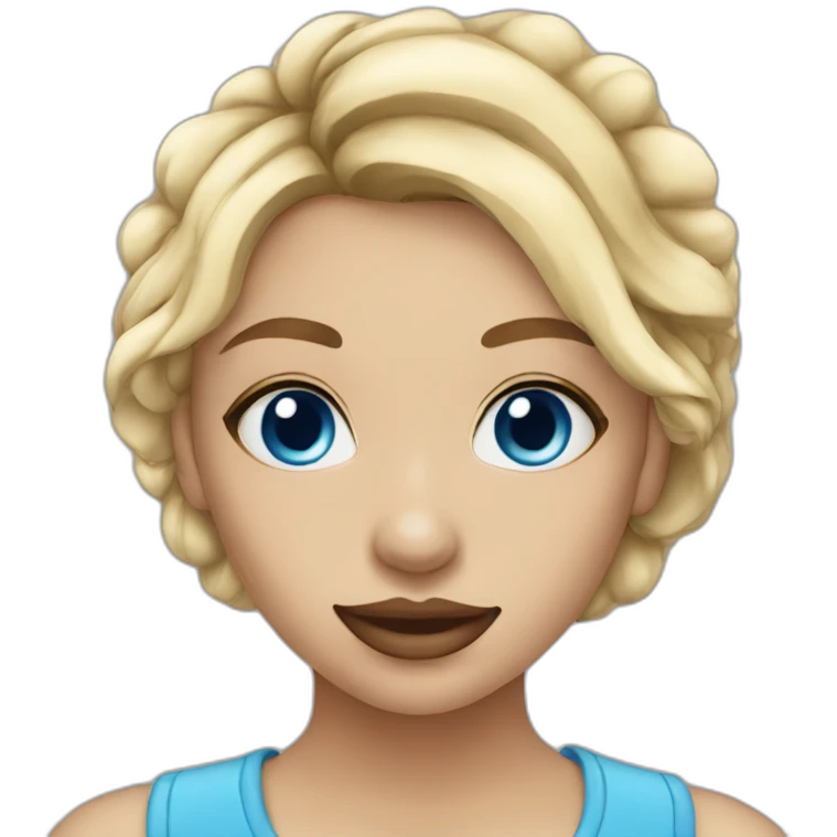 Blonde girl blue eyes round face septum piercing emoji