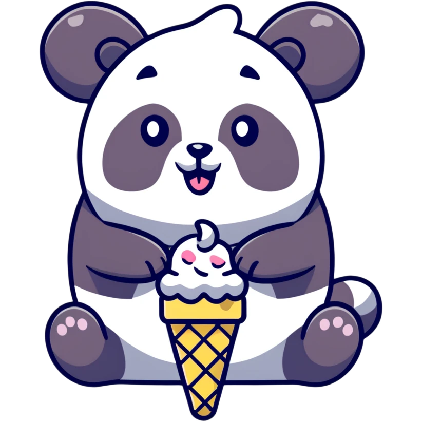 Panda eating ice cream emoji