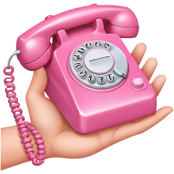 A hand holding a pink preppy phone  emoji