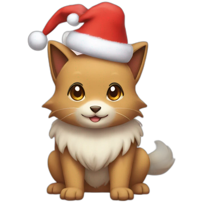 Pawmi pokemon with Christmas hat emoji