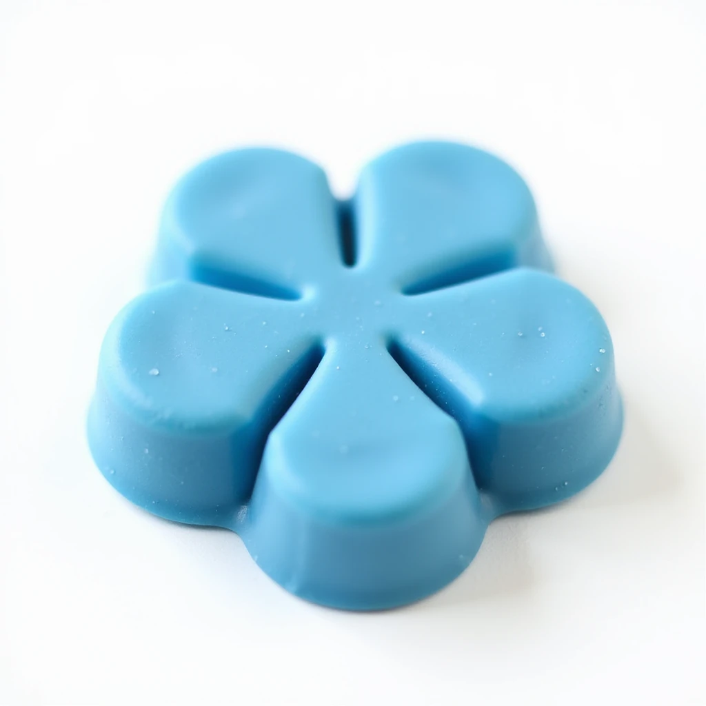 realistic blue flower-shaped candy, isolated on a transparent background, no visible background emoji
