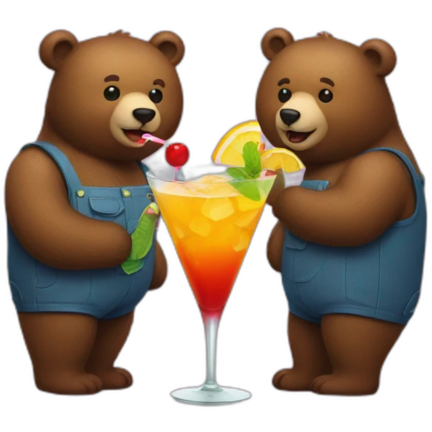 two bears drinking a cocktail emoji