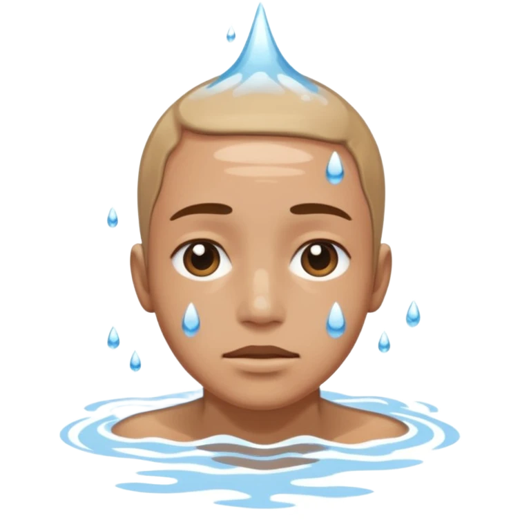 Tête qui se noit dans l’eau avec l’eau à la moitié du visage  emoji