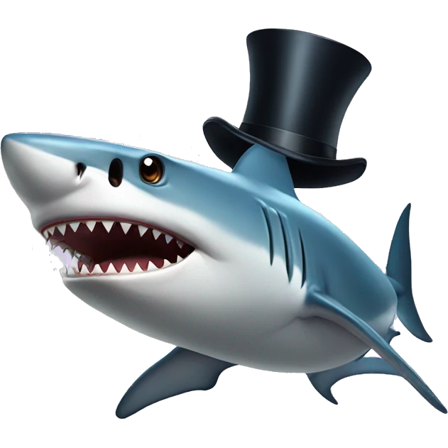 Shark with a top hat emoji