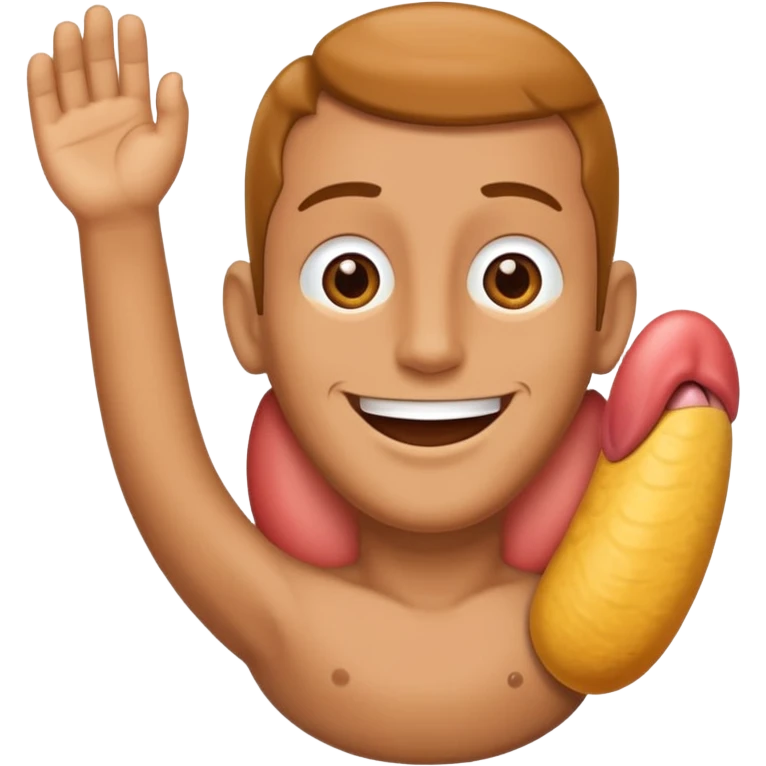 Smiling face with a large hard erect penis emoji