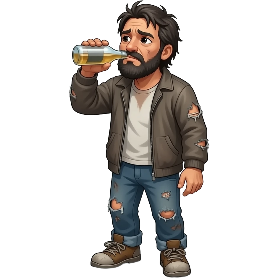 homless guy drinking on ground emoji
