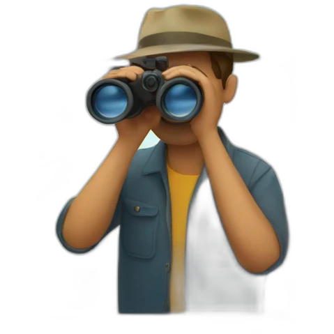 man with binoculars from window emoji
