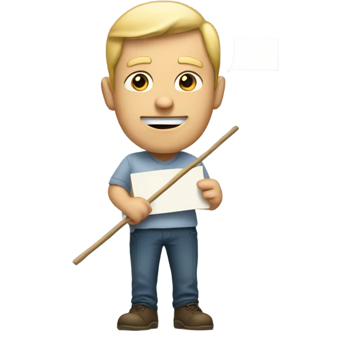 white man holding placard on stick emoji