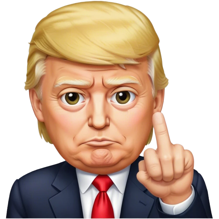 Old Donald Trump shows one finger photorealistic emoji