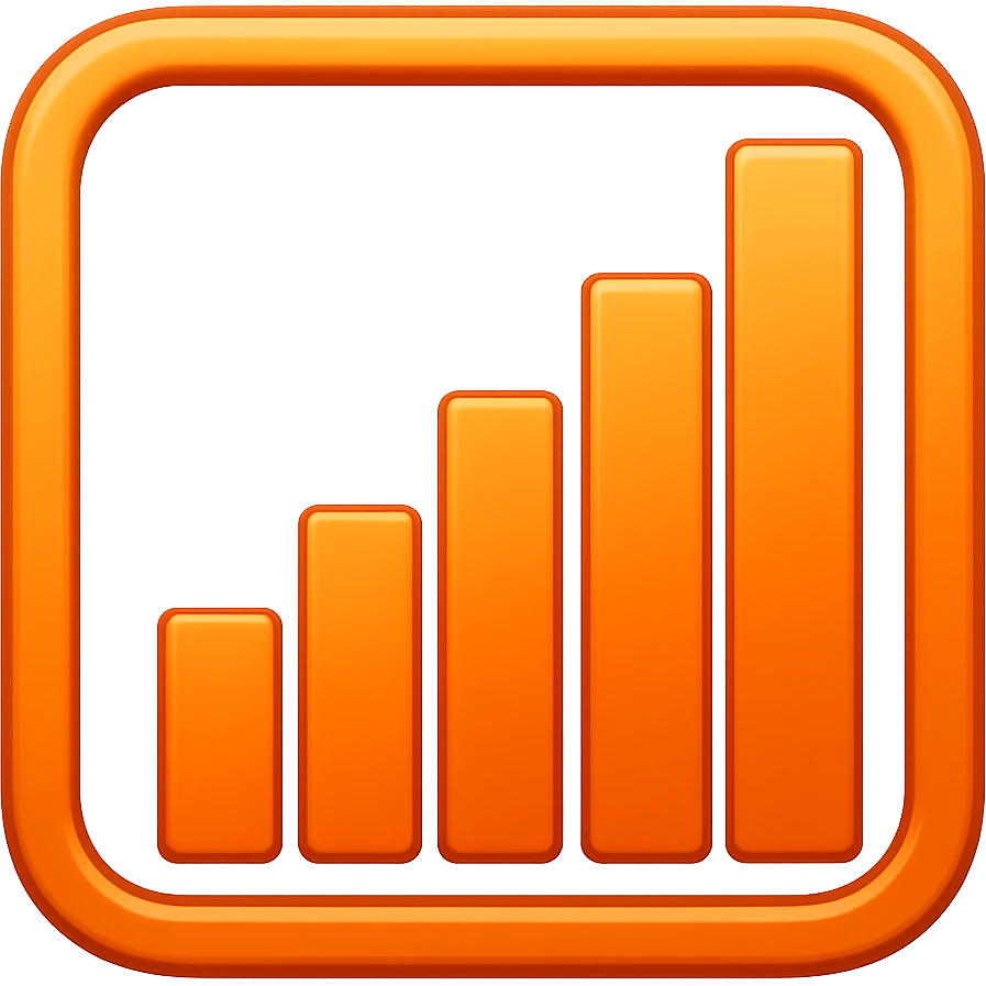Orange Upward bar chart, apple style emoji emoji