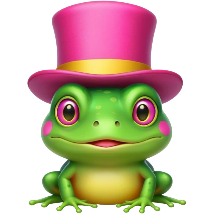 Cute frog with a top hat on his head but the top hat is hot pink and yellow emoji