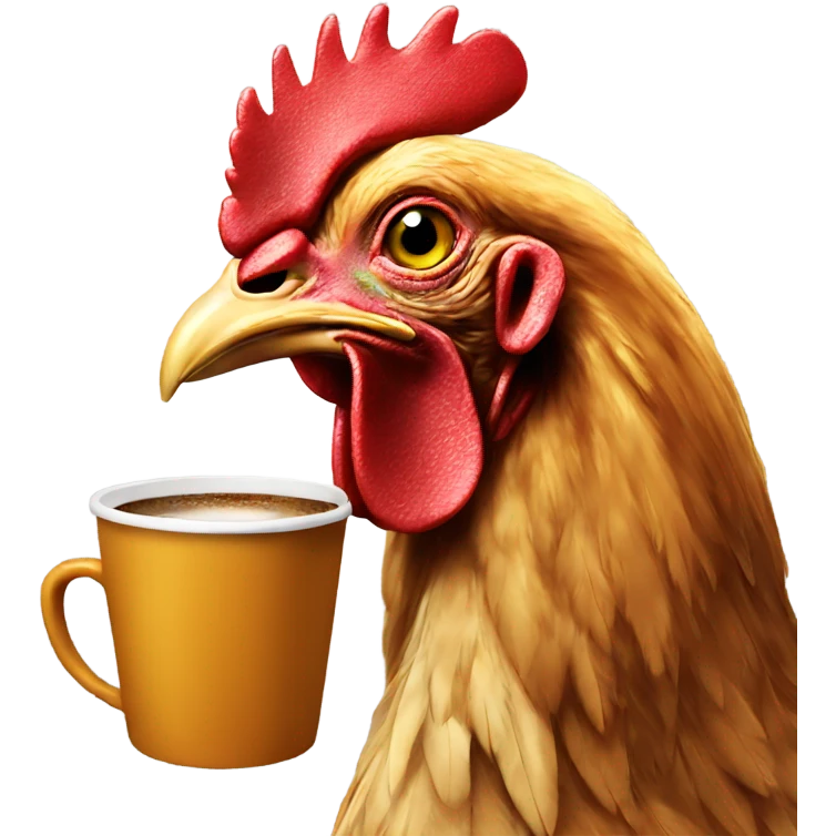 Chicken drinking coffee emoji