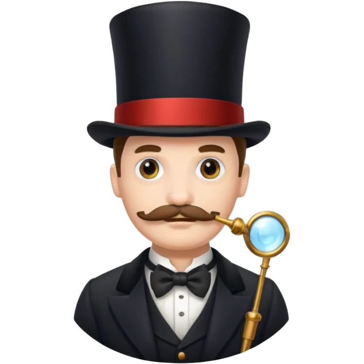 a man with a mustache, wearing a top hat and a monocle emoji