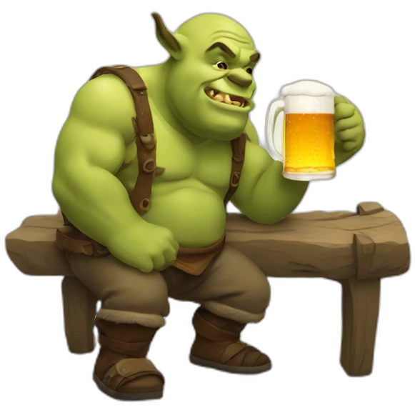 an ogre drinking beer emoji