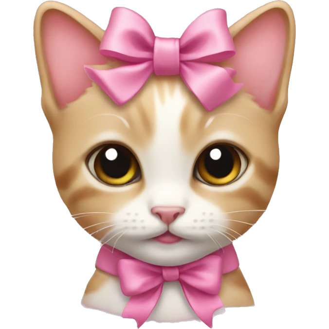 kitten with a cute pink bow emoji