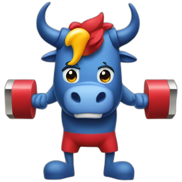 Red bull with a dumbbell emoji