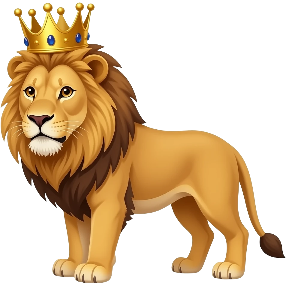 A lion with wearing  crown on head emoji