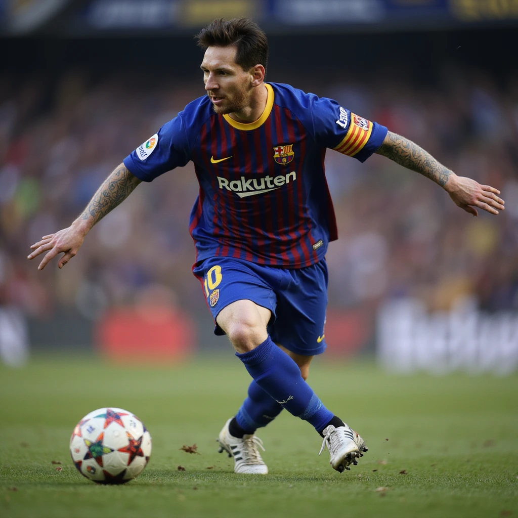 Lionel Messi, football legend, dynamic pose, realistic style emoji