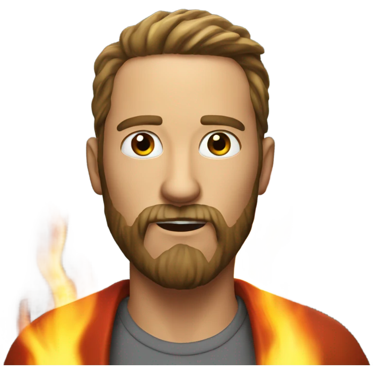 realistic male with beard with fire coming out of mouth emoji