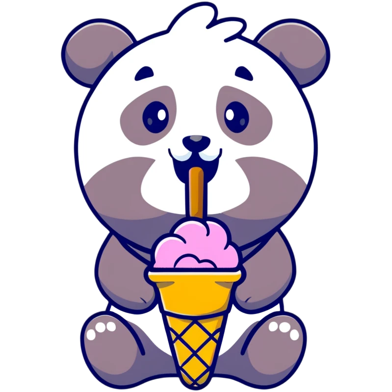 Panda eating ice cream emoji