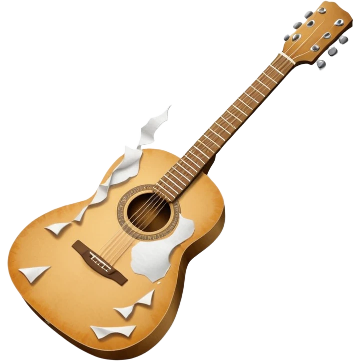 paper acoustic guitar with white paper tears & rips across it emoji