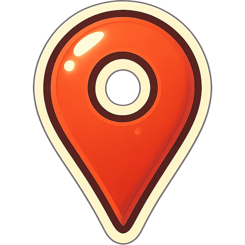 cartoon style sticker of a single map pin location symbol, simple and clear, no text emoji