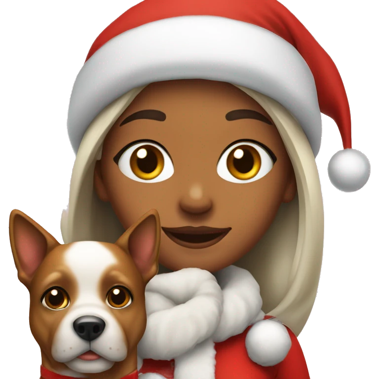 festive girls with santa dog emoji