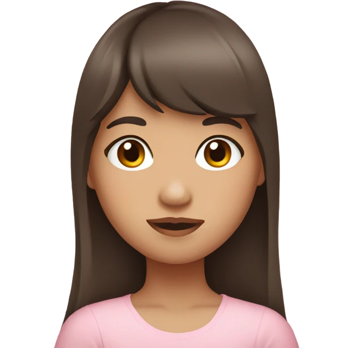 filipino girl with bangs and long brown hair wearing baby pink top emoji