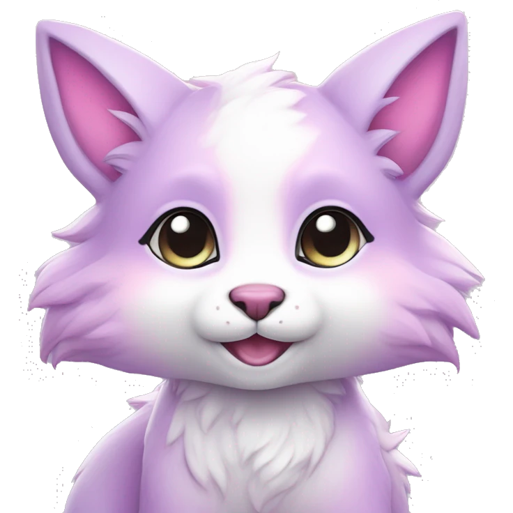 Kawaii cute colorful bright light pastel lilac-pink-white-gradient fantasy ethereal anthro fursona animal creature emoji