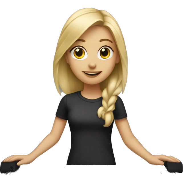 Audio technician blonde girl with an audio desk emoji