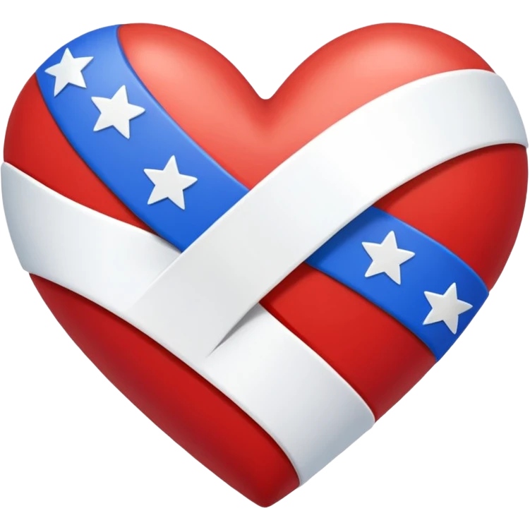 Patriotic heart white ribbon and gold stars emoji