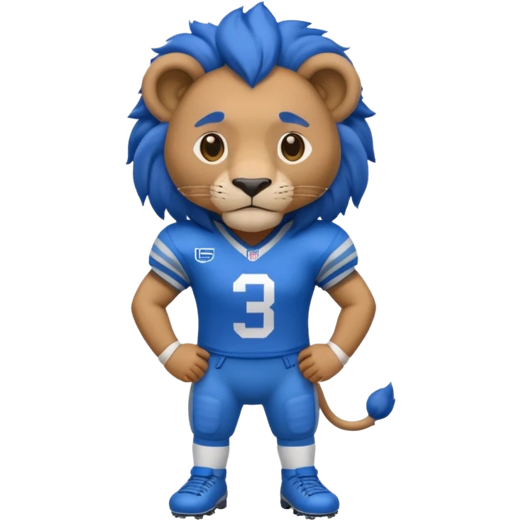 blue color lion wearing american football jersey emoji