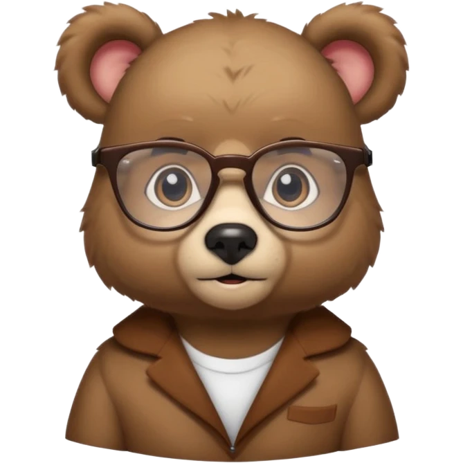 Cute bear cub with nerdy and smart glasses emoji