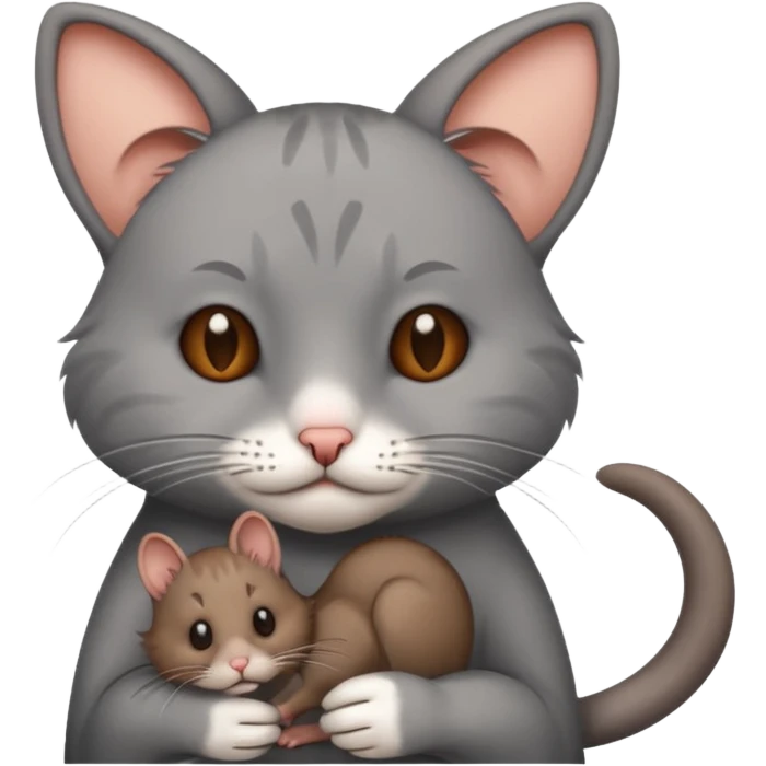 Sad cat holding rat emoji
