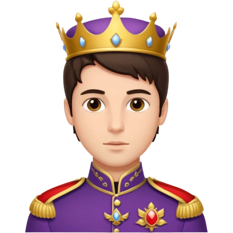 handsome brunette male prince with royal uniform emoji