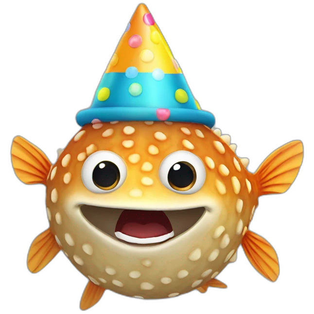 blowfish saying happy birthday sign “Priya” emoji